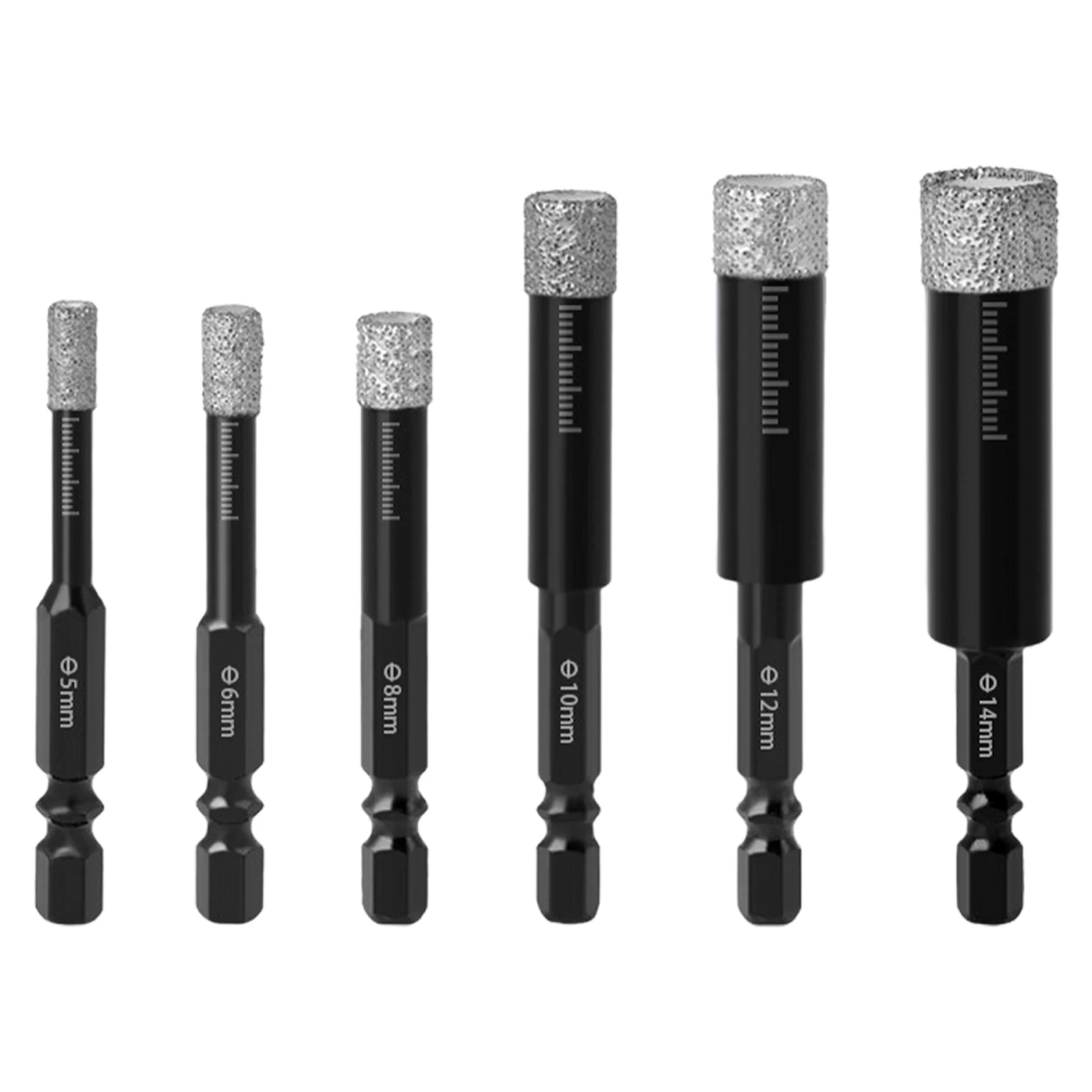 

6pcs DIY Marble Tools High Hardness Ceramic Tile Diamond Drill Bit Hexagon Shank Self Cooling Multipurpose Dry Drilling Hole Saw