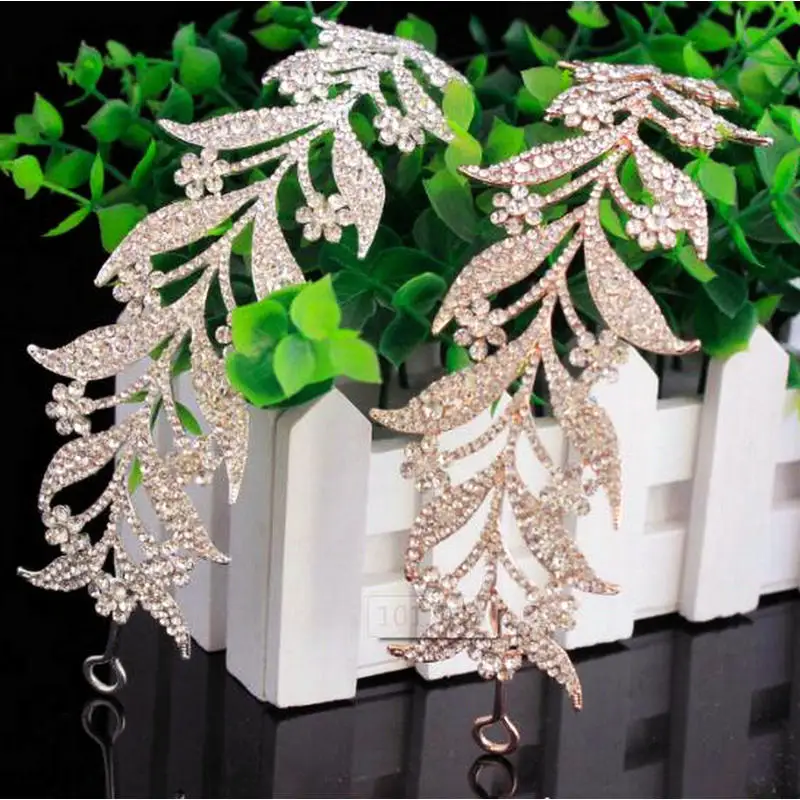 Женские свадебные тиары белые стразы с кристаллами золотистого/серебристого