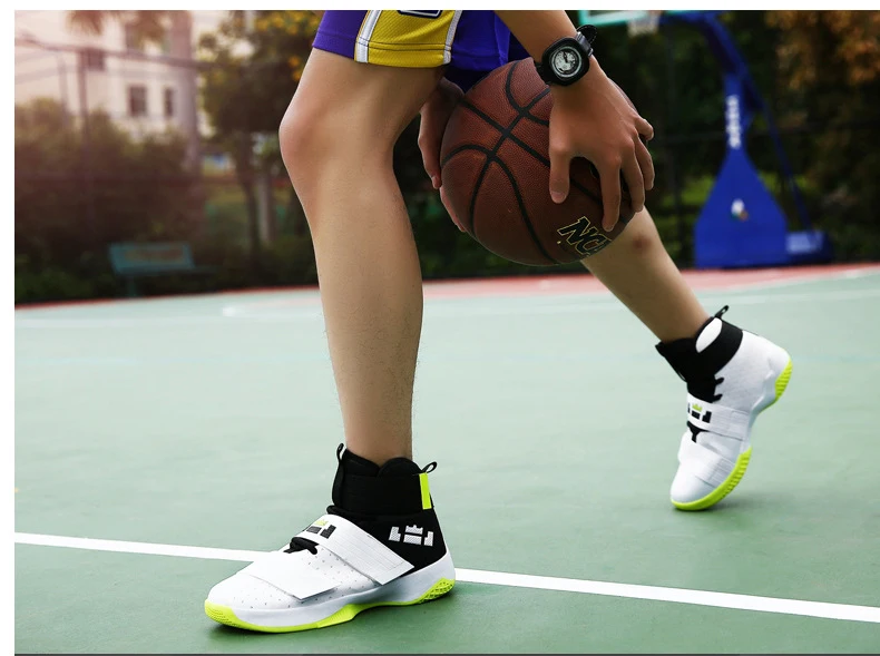 Баскетбольная обувь на липучке, высокие дышащие кроссовки, zapatillas hombre Deportiva, Мужская износостойкая Нескользящая Баскетбольная обувь