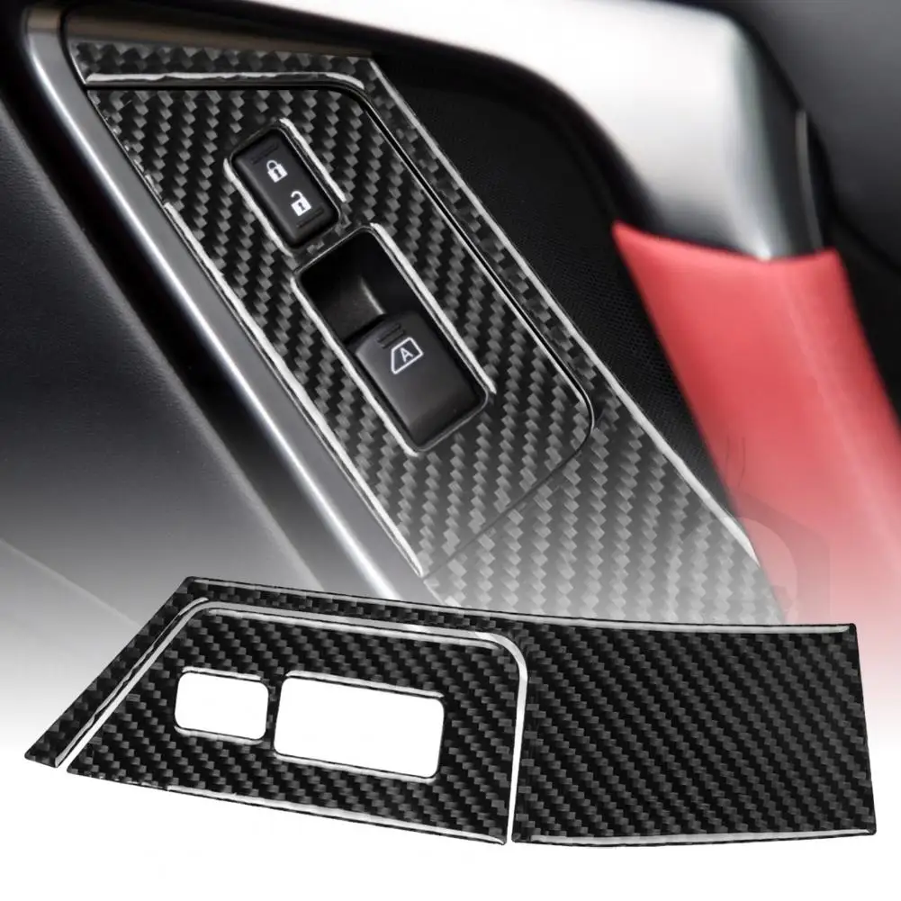

4Pcs/Set Carbon Fiber Window Switch Panel Trim Anti-scratch Window Lifter Cover for Nissan GTR R35 2008-2016 Left Drive