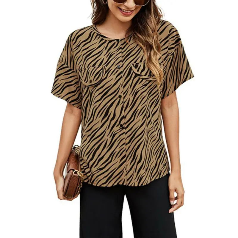 

Loose T-shirt Women Leopard Short Sleeve Crew Neck T Shirt Summer Casual Fashion Baggy Basic Tops Camisetas De Mujer