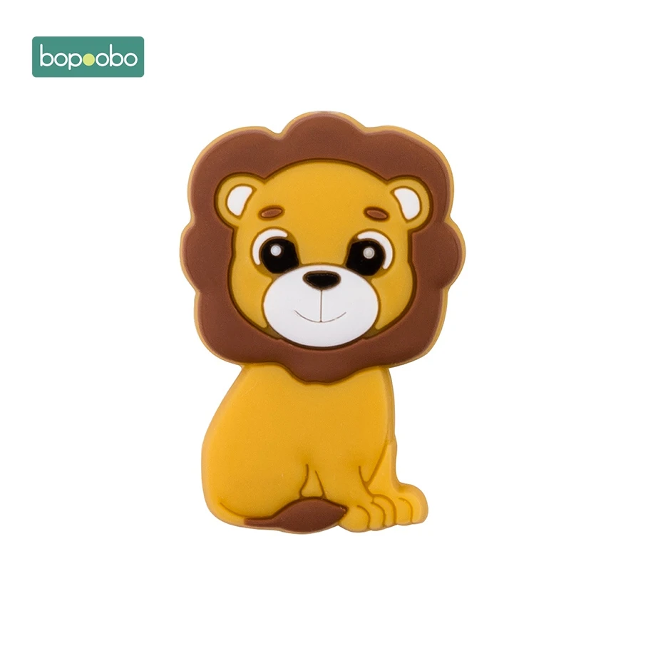 Yellow Lion Bopoobo 3 шт. Силиконовые Прорезыватели для еды силиконовые мини бусины в форме льва Bpa Бесплатно Детские Прорезыватели Для DIY Соска-подвеска грызуны бусины - Цвет: Yellow Lion