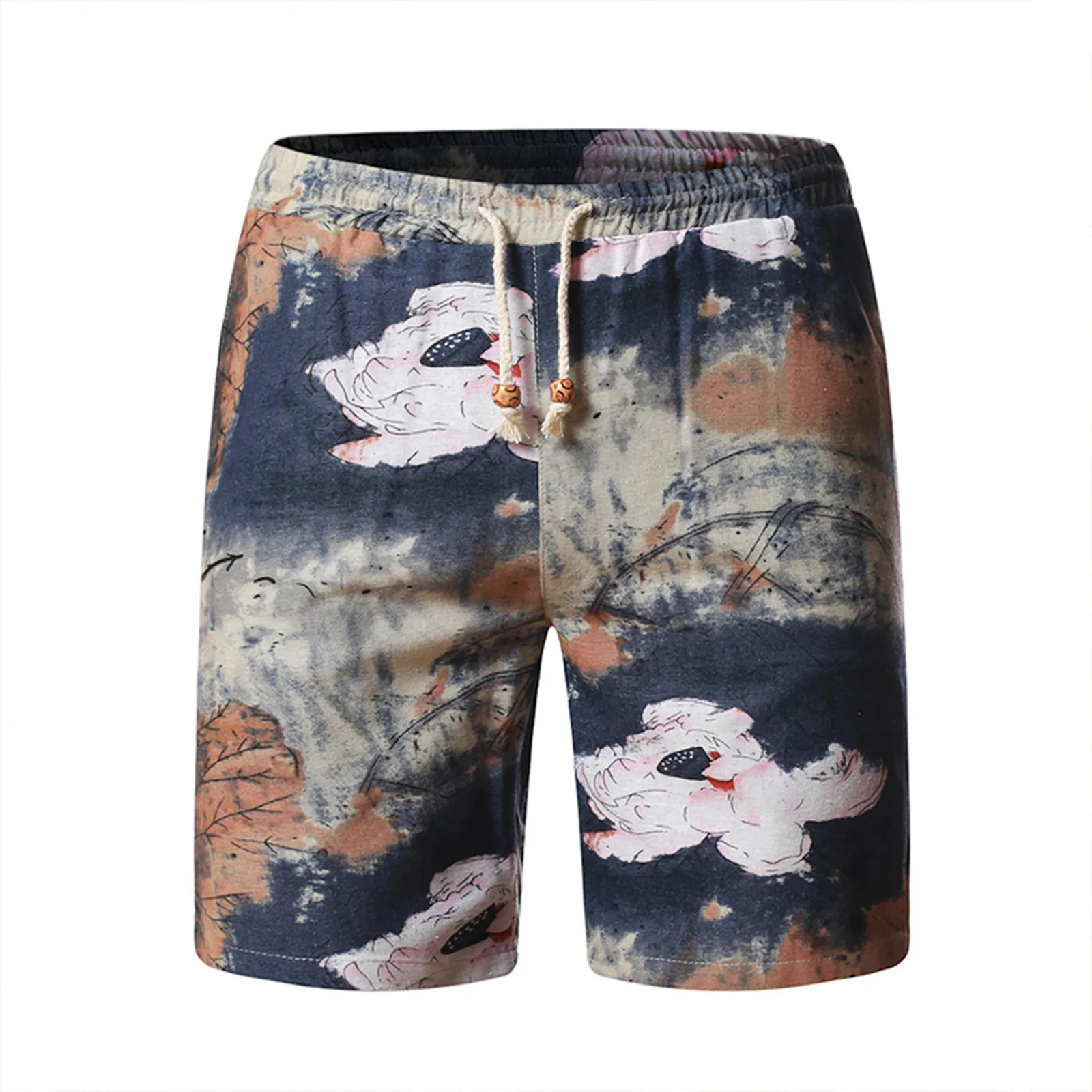 

2021 Hot Men's Summer Fashion Casual Shorts Printed Cotton And Linen Beach Pants Shorts Pants Loose Outdoor Seaside Shorts