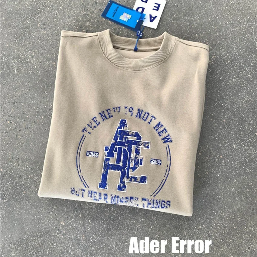 

High Quality ADER ERROR Sweatshirts Crewneck Men 1:1 Embroidery Flocking Adererror Women vintage hoodie