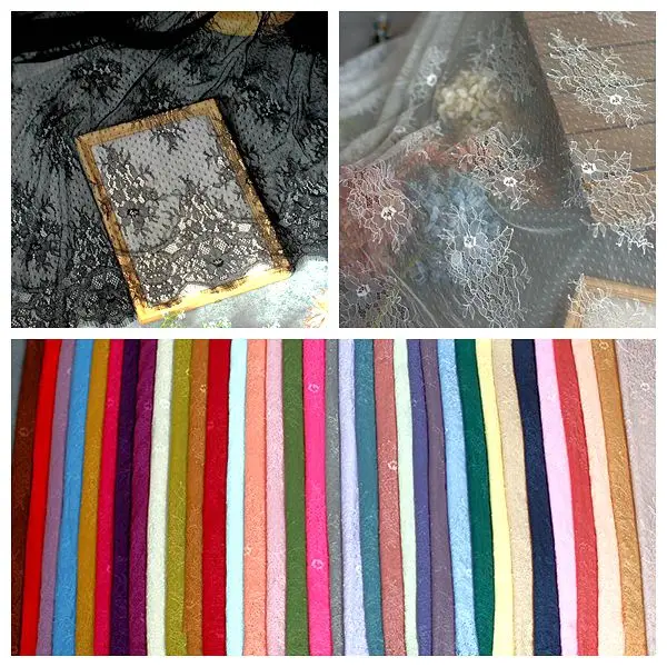 

42 Colors Dress Lace Fabric Eyelash Chantilly French Lace 1 Piece=150x300CM 2021 Aug NEW