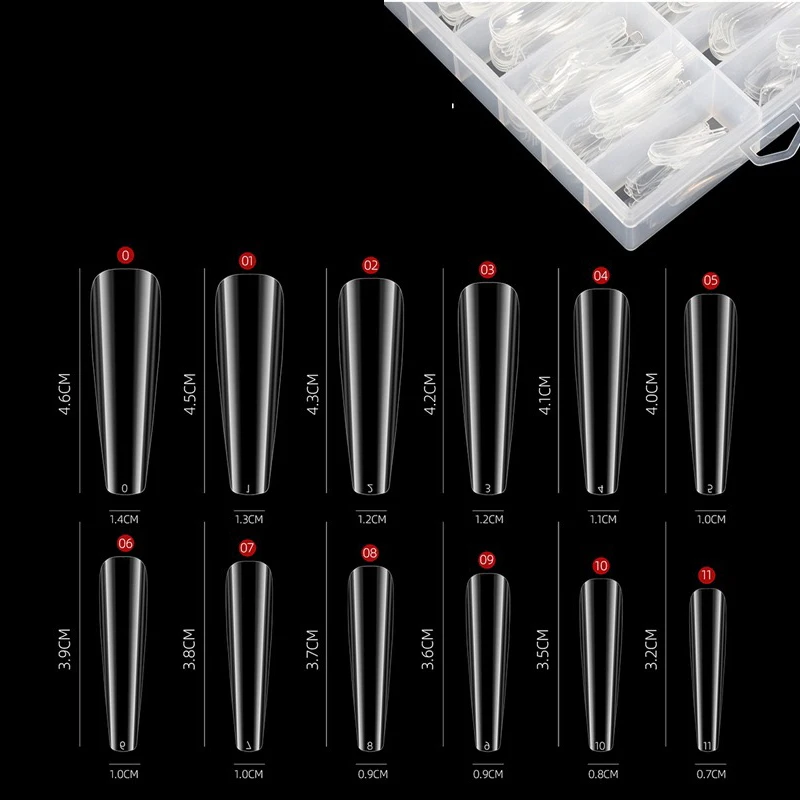 240pcs full cover XXL coffin nail tips extra long press on nails professional Natural clear artificial capsule ongle | Красота и