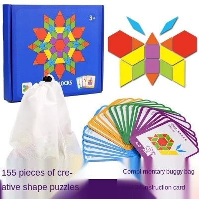 155 шт. набор деревянных блоков с рисунком креативные детские развивающие игрушки