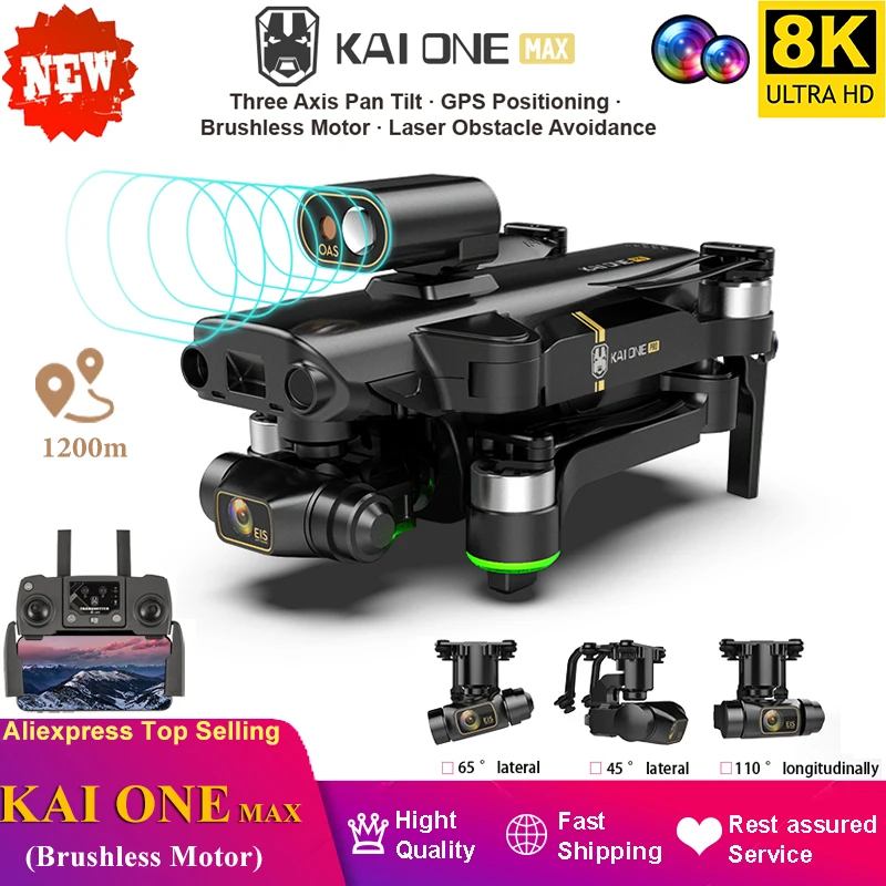 

KAI ONE MAX GPS Drone 8K HD 4k Profesional Dual Camera Three-axis gimbal 360° obstacle avoidance RC Quadcopter 1.2km Best Toys