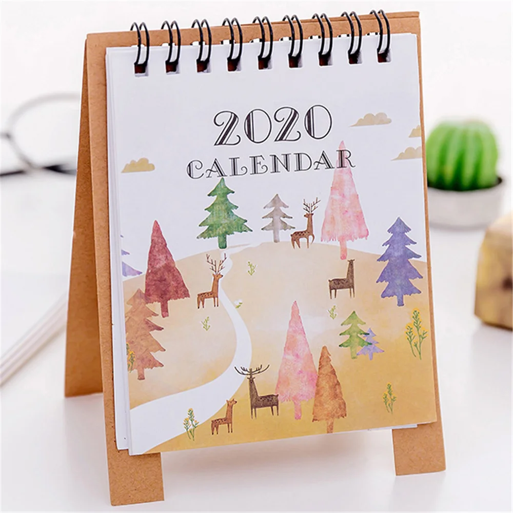 C 1PC Cute Cartoon Flamingo Desktop Calendar Mini Daily Schedule Table Planner Yearly Agenda Organizer School Office Supplies - Цвет: C