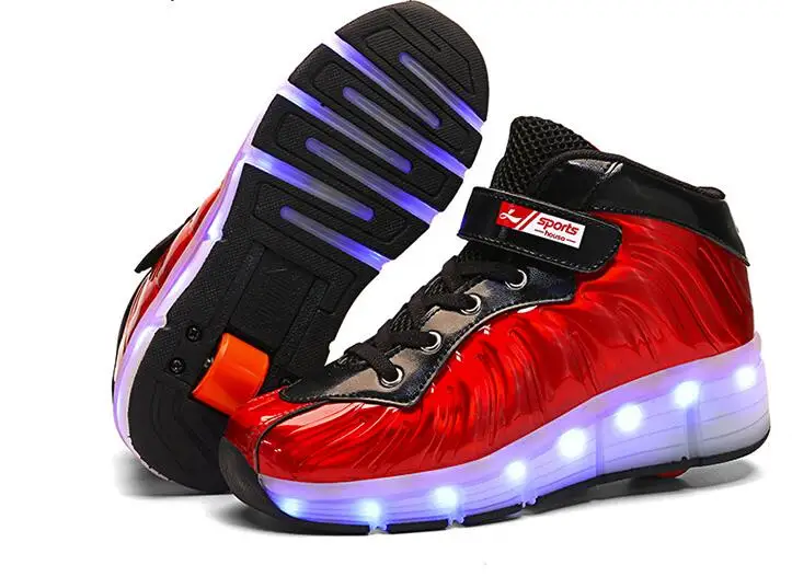 color 12 Heelies usb зарядка светодиодный светильник кроссовки с одним колесом мальчик девочка роликовые коньки повседневная обувь с роликом - Цвет: color 12