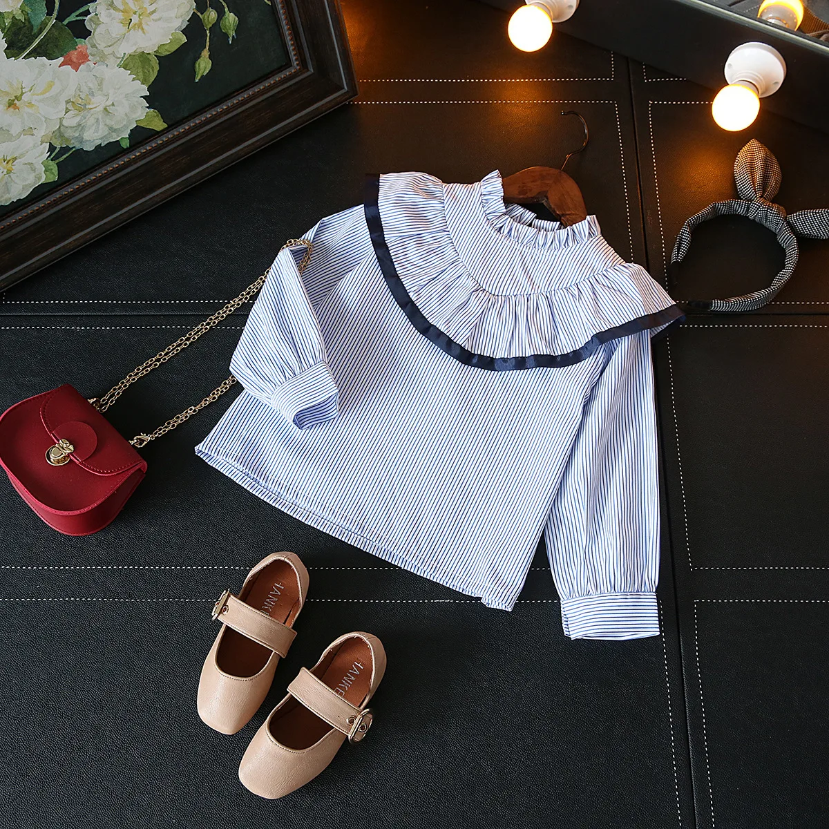 Весенние блузки для девочек детская одежда с оборками дизайнерские Рубашки Топы