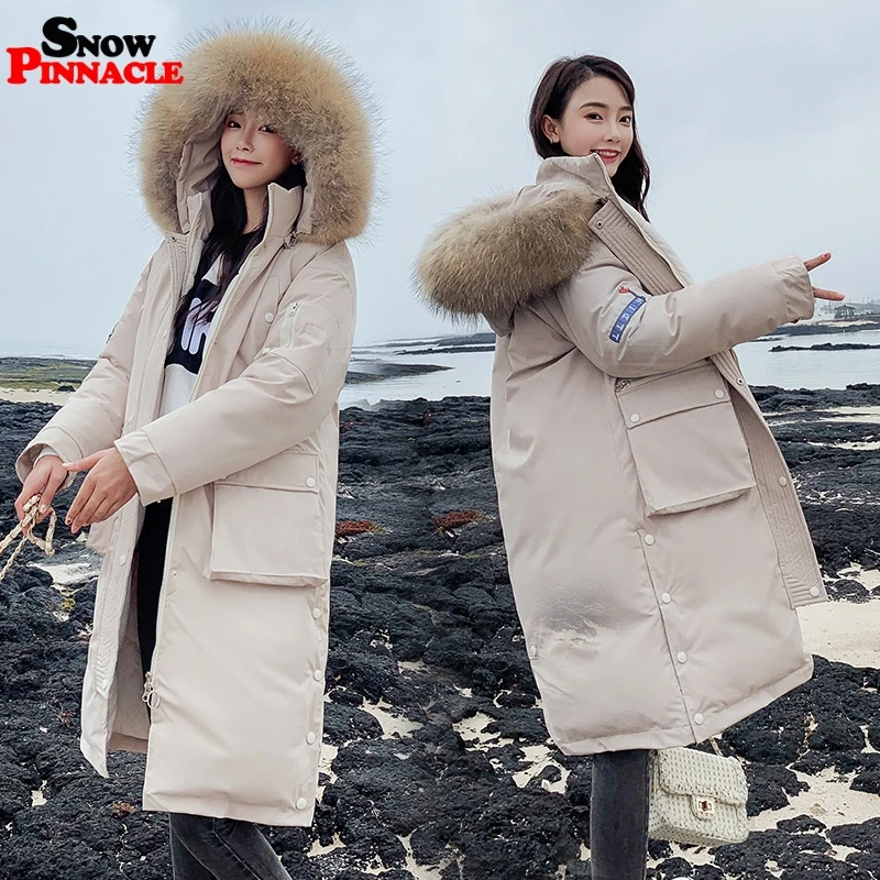 25 градусов, зимняя куртка X-long parkas, пальто для женщин, утолщенная, теплая, большой меховой воротник, куртка, пальто, повседневная женская зимняя верхняя одежда из синтепона, парки