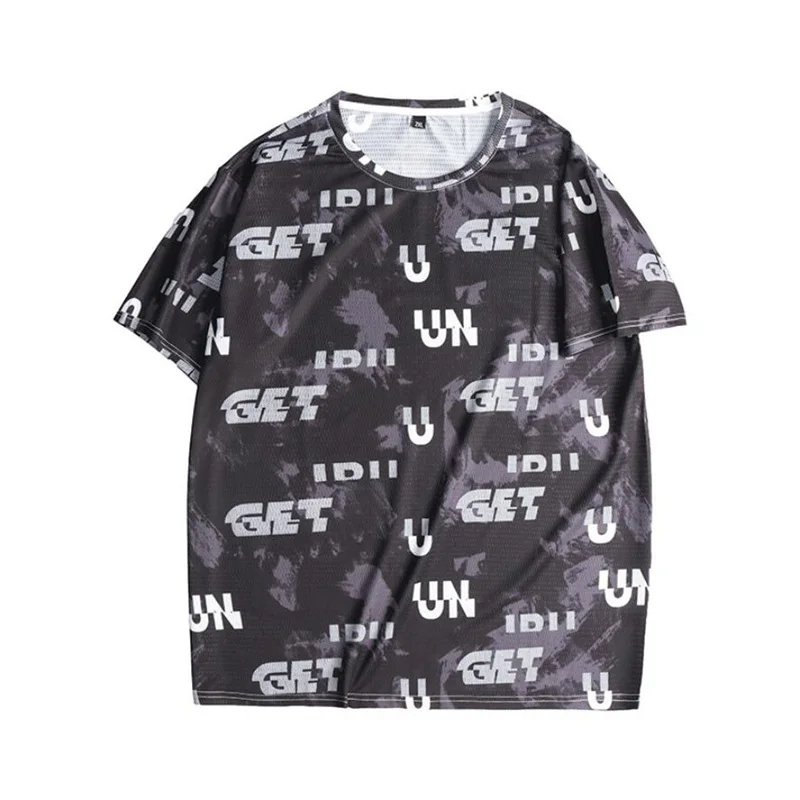 

2021 Summer Letter Oversized T Shirt Men Loose T-shirt Fat man Tops Crew Neck Cotton Casual Mesh Tee Shirt Clothes