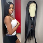 Длинный прямой синтетический кружевной передний парик для женщин Гладкий парик черные синтетические кружевные парики Высокая плотность ежедневный парик