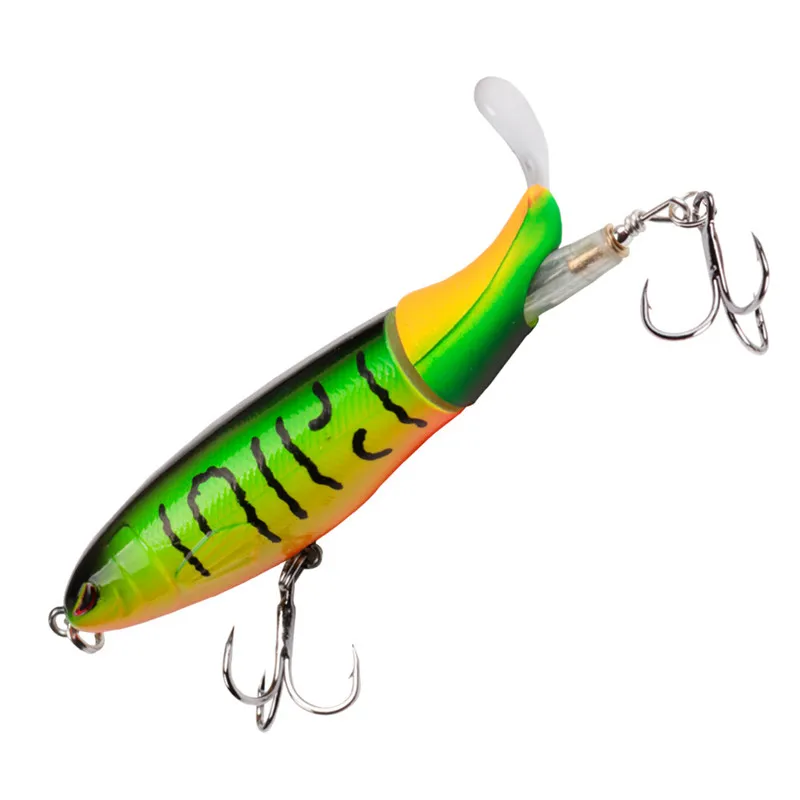 

10cm 13g Floating Popper Fishing Lure Artificial Hard Bait Wobbler Rotating Tail Fishing Tackle 3D Eyes