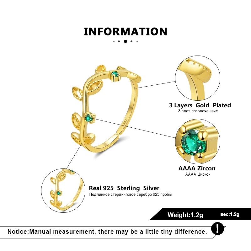 ORSA JEWELS Настоящее серебро 925 регулируемые кольца Для женщин Лист Форма 4 стиль по желанию Зеленая прозрачная AAAA фианит несколько колец ювелирные изделия SR143
