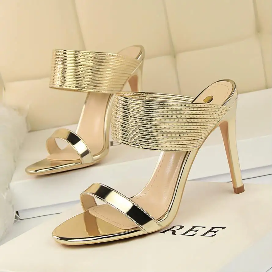 

EOEODOIT Women Sandals Slip On Slippers Pumps Fashion High Heels Party Club Design Shoes Stiletto Heels Open Toe