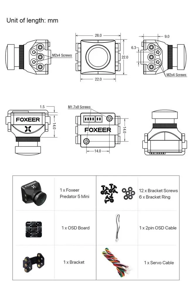 

Foxeer Predator V5 FPV Camera Racing Drone Mini Camera16:9/4:3 PAL/NTSC switchable Super WDR OSD 4ms Latency Upgarded PredatorV4