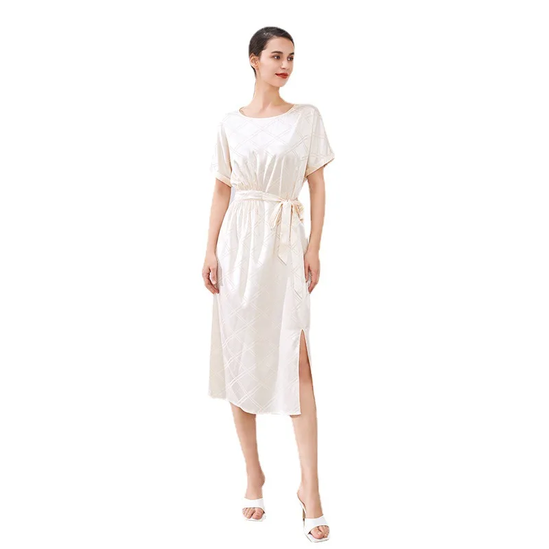 

100% silk mulberry silk jacquard women's dress 2021 spring high quality elegant women's mid-length skirt female dress