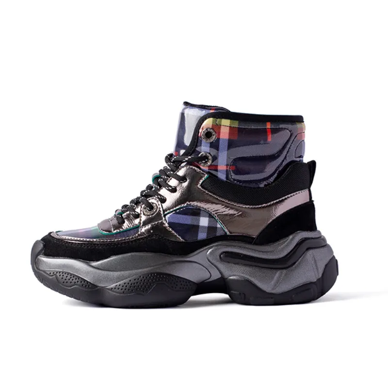 Женские кроссовки с перекрестной шнуровкой FEDONAS Серые из натуральной кожи на