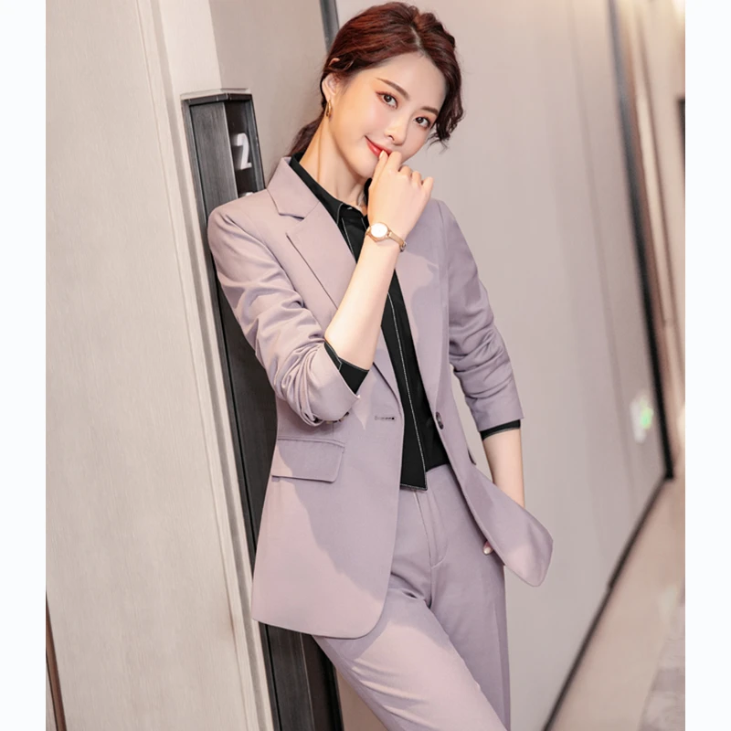 Новинка фиолетовая официальная форма дизайнерские брючные костюмы Женская
