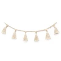 nordic cotton rope wood bead garland with tassel kids baby room wall decoration 667a