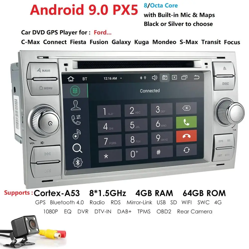 64G 8 ядерный Android 9 0 автомобильный аудио gps для FORD FOCUS C MAX dvd плеер Автомобильный