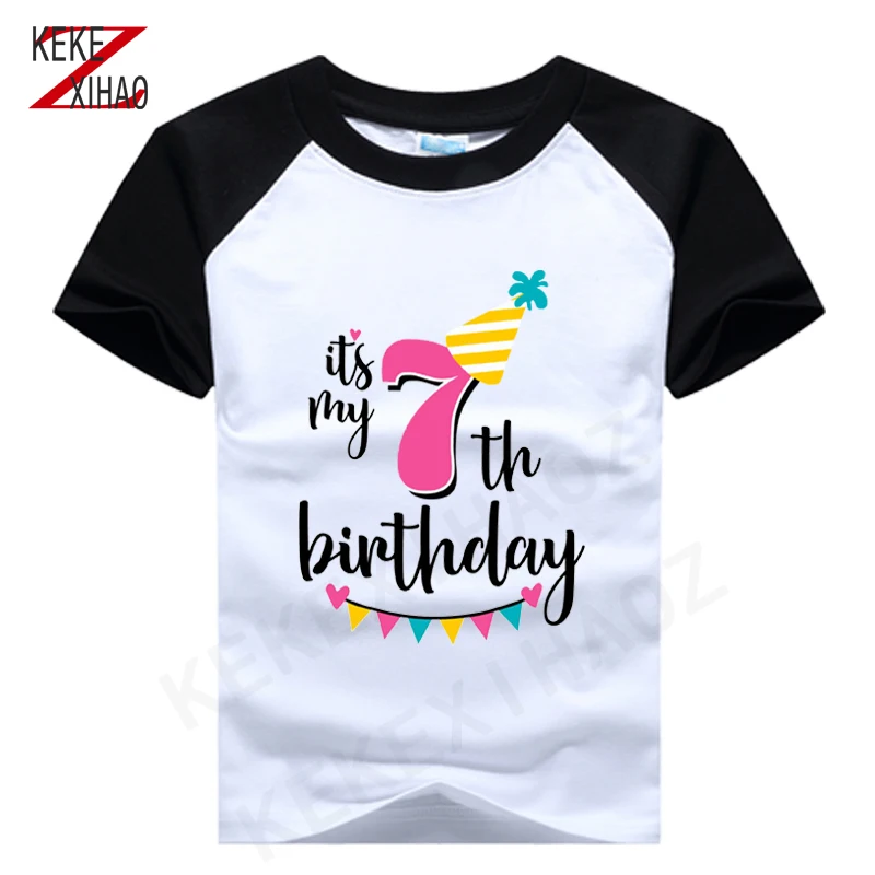 

7 8 9 Years Birthday Christmas Boy's T Shirt Infant Cotton T-shirt Children's Happy Birthday Girl Short Sleeve Summer Tops