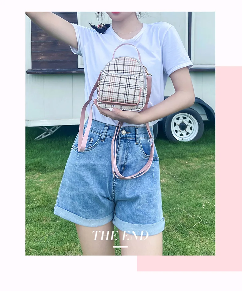 

Женская сумка 2021 Новый Модный корейский Клетчатый Рюкзак текстурная маленькая школьная сумка