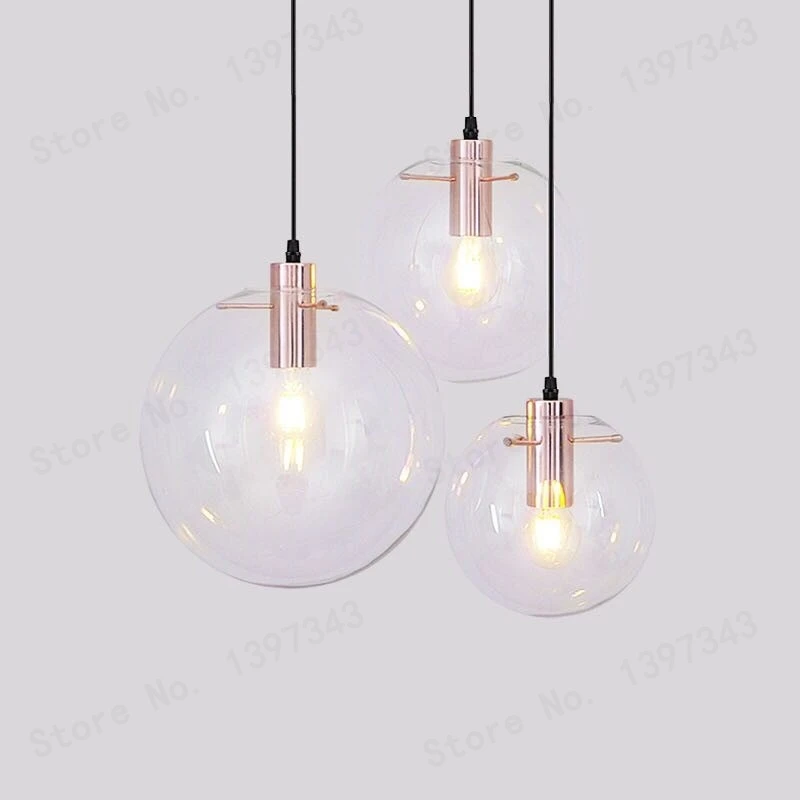 

GZMJ Wonderland Modern Black Clear Glass Ball Pendant Handing Lamp Light Luster LED Glass Ball Bar Kitchen High Quality
