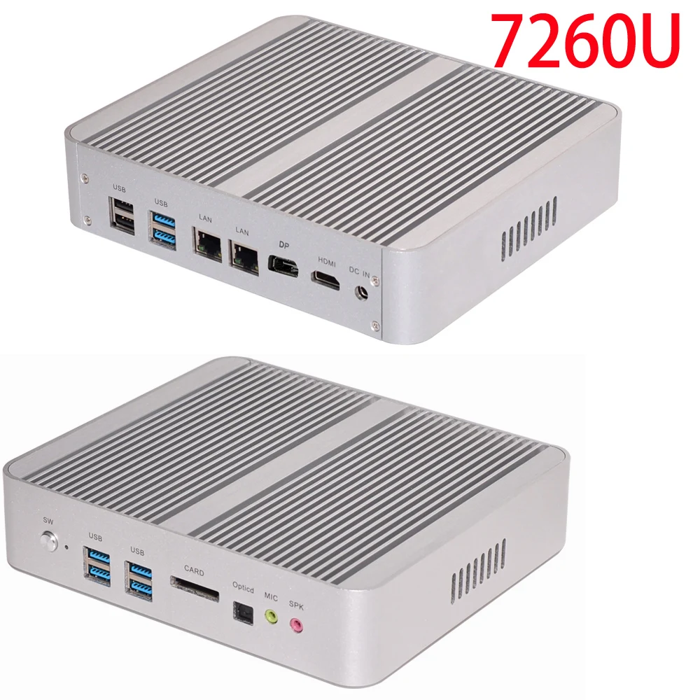 Nuc безвентиляторный HTPC неттоп Мини ПК Intel Core i7 8550U/6567U i5 8250U/7260U 2 * DDR4 M.2 + Msata 5 ''SATA