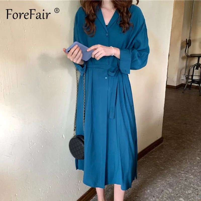 Женское Повседневное платье макси с поясом Forefair винтажное элегантное офисное