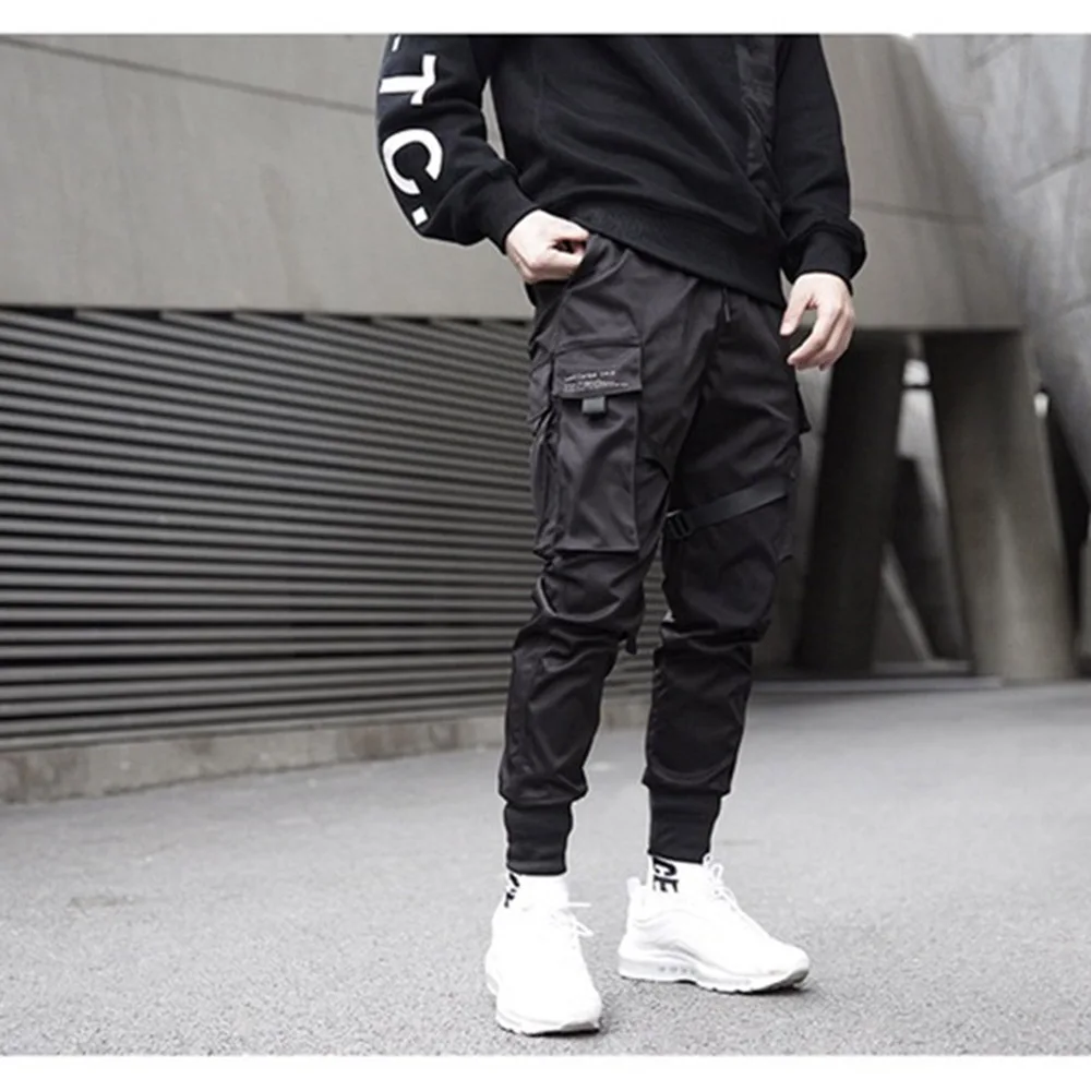 Mens Joggers Pants Black Trousers Sweat Pants Streetwear Dance Sports Sweatpants Casual Drawstring Hip Hop Pants Mens Clothing