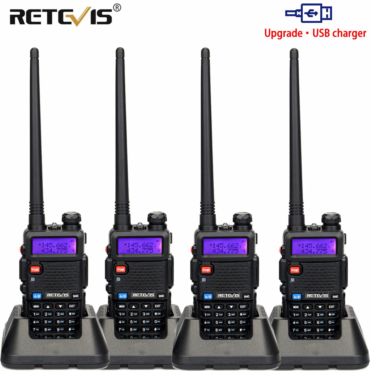 

Портативная рация Retevis 5W RT5R 128CH VHF UHF, 4 шт.