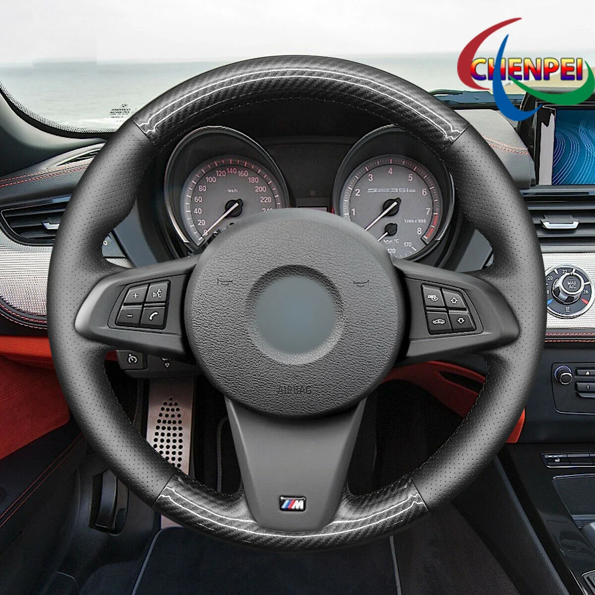 

DIY Hand-Sewn Carbon Fiber PU Leather Car Steering Wheel Cover For BMW Z4 E89 2009-2016 Car Interior Accessories