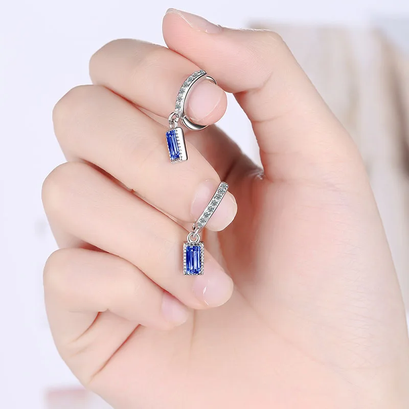 KSRA корейские блестящие синие циркониевые серьги для женщин индивидуальные