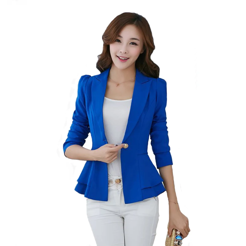 Женский однотонный Блейзер на одной пуговице с длинным рукавом|suit steamer|jacket and skirt
