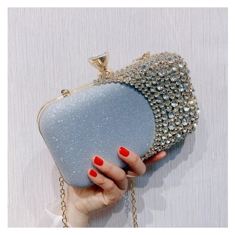 

Womens Crystal Rhinestone Evening Clutch Bag Bridal Flower Wedding Party Bag Best Sale