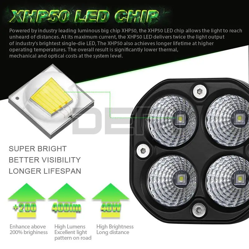 3-дюймовый светодиодный рабочий светильник прожектор с точечным лучом