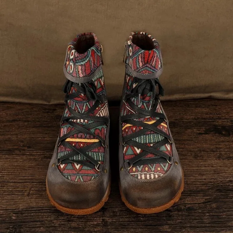 HEFLASHOR/2020 женские ботинки с вышивкой сезон осень-зима Boho полусапожки круглым