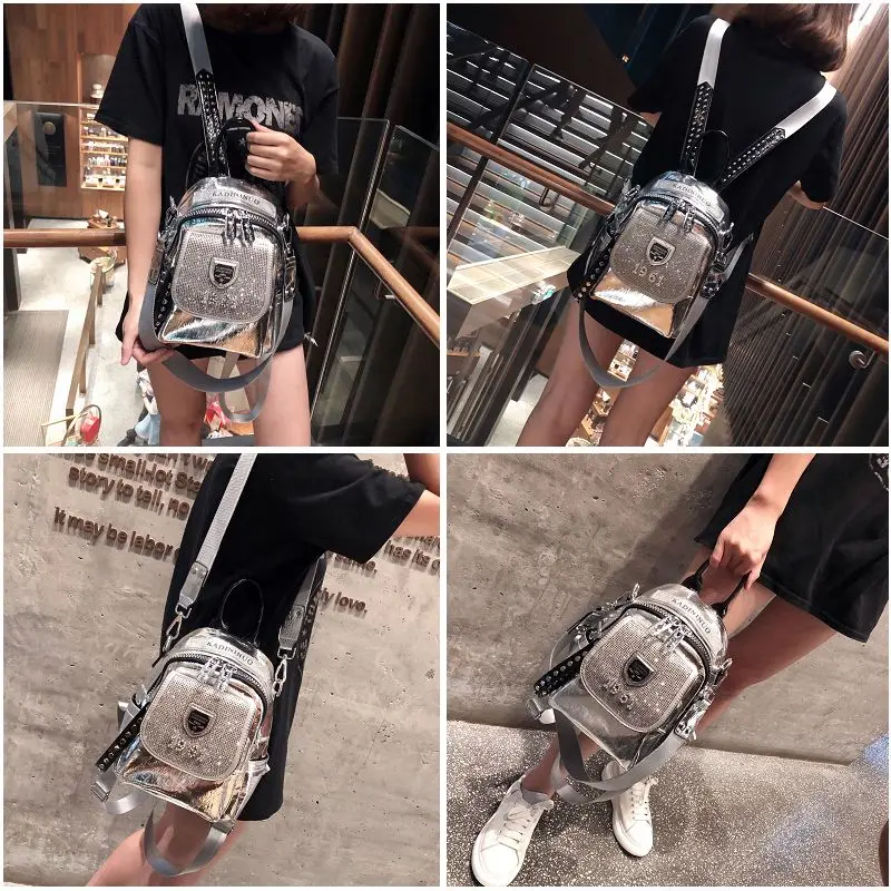 

Backpack Women 2020 New Fashion All-match Personality Hot Diamond Leisure Three-purpose Small Backpacks for Women Mochila Mujer