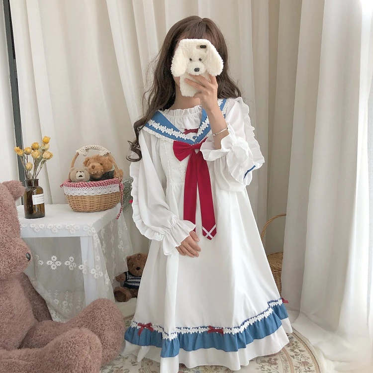 Женское элегантное платье рубашка с высокой талией Осеннее белое в японском