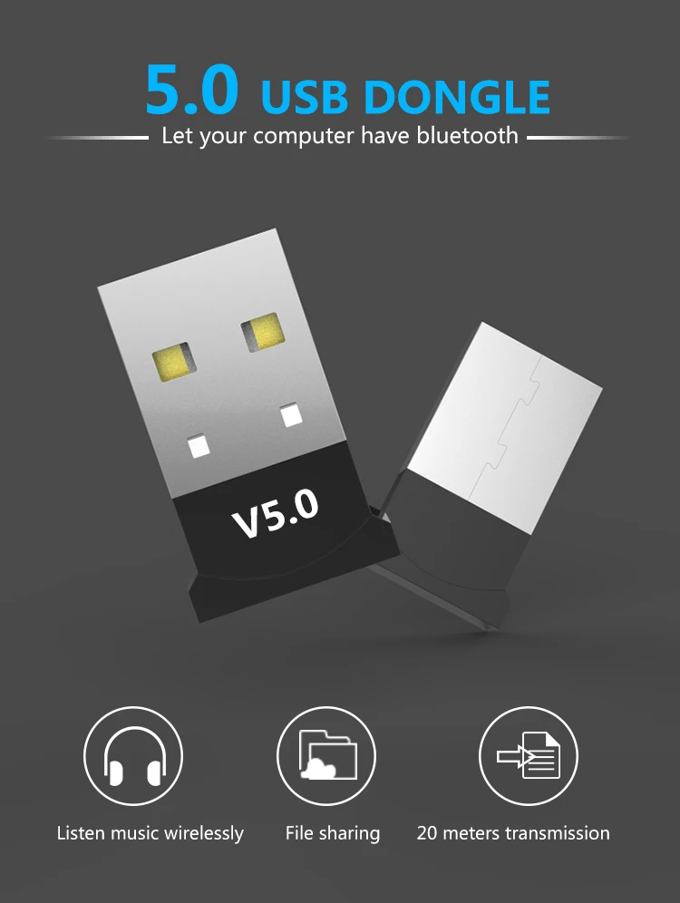 Bluetooth адаптер 5 0 USB Настольный компьютер свободный привод аудио приемник ключ