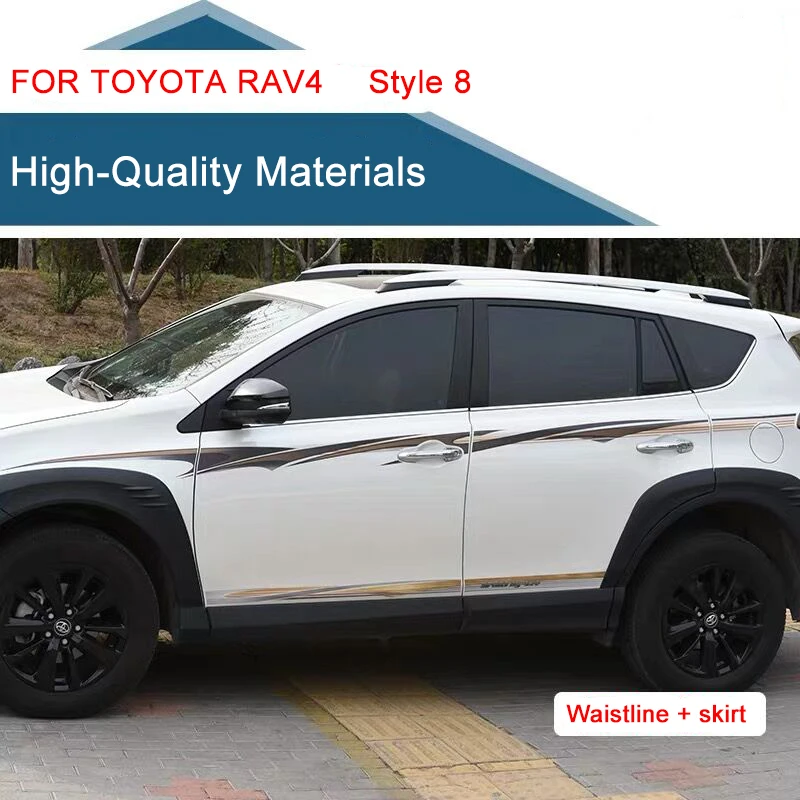 

Для Toyota RAV4 2014-2016 2017 2018 2019 автомобильные наклейки с боковым корпусом цветные полоски вытягивающие цветы юбка графические виниловые наклейки ...