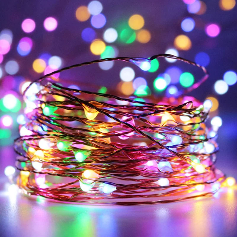 Рождественские украшения 10 м 100 светодиодных ламп елочные для дома вечерние