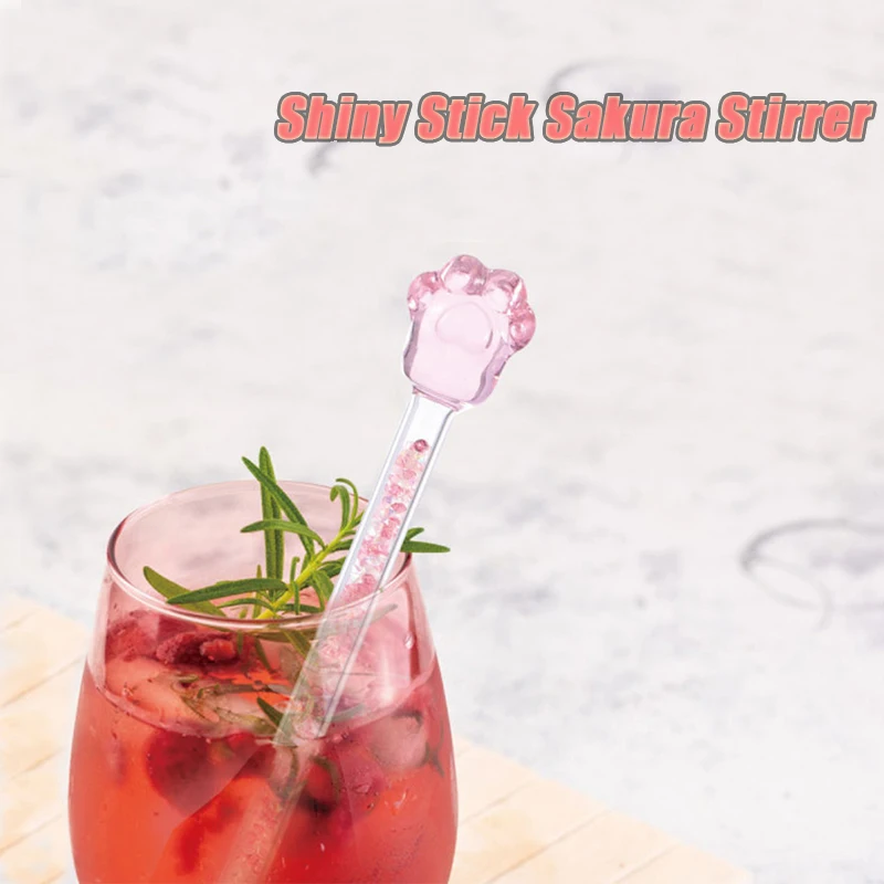 Палочка мешалка круглая стеклянная в форме сакуры для домашнего размешивания