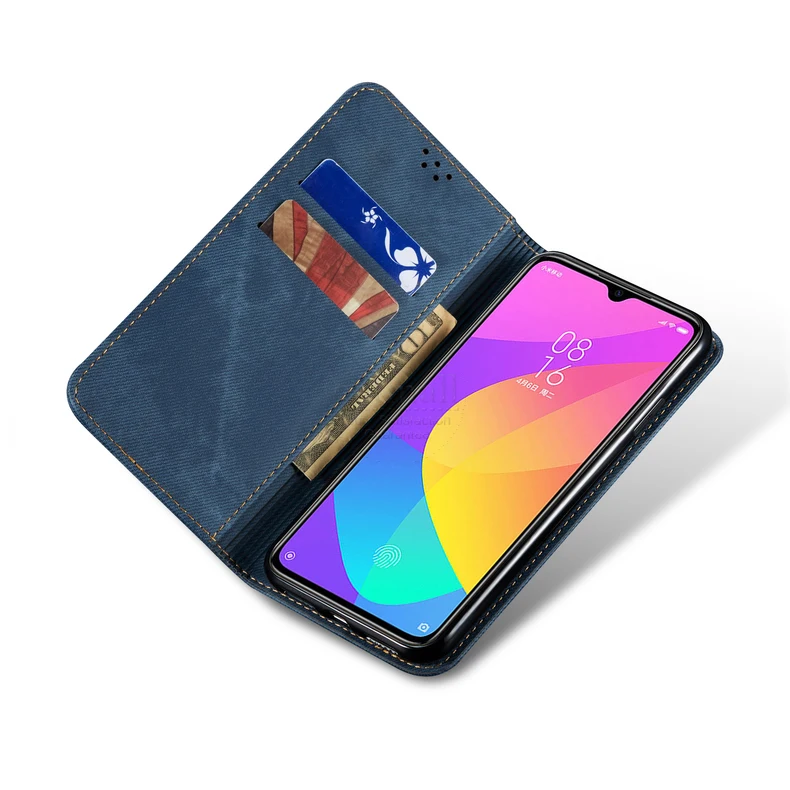 Чехол-кошелек для Xiaomi Mi 9 lite, Магнитный чехол-книжка, откидная крышка для xaomi Mi 9 Pro 5G, джинсовые кожаные сумки, подставка, держатель для карт