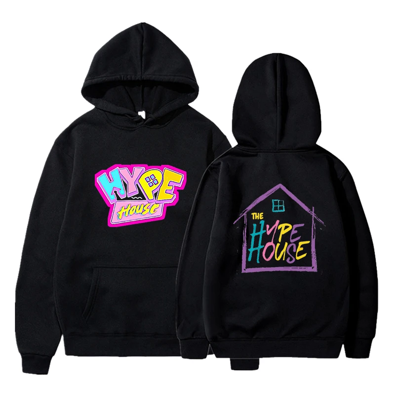 Новинка Толстовка с капюшоном в стиле Hype House Черный свитшот унисекс Одежда для