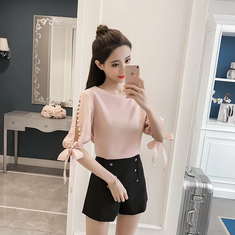 Комплект из модных женских блузок 2021 летние женские Топы женская шифоновая