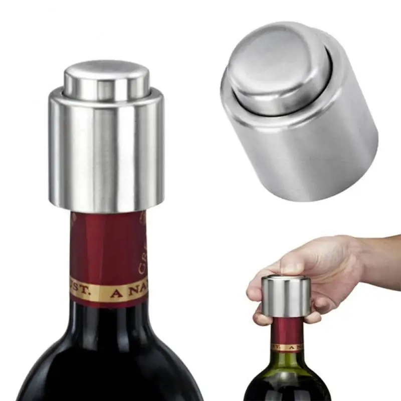 

1PCS Elegant Stainless Steel Wine Bottle Stopper Vacuum Red Wine Cap Sealer Fresh Keeper Bar Tool Bottle Cover Kitchen Accessory